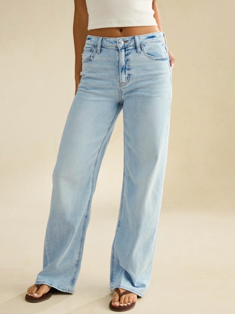 American Eagle Outfitters Light Blue High-Rise Wide-Leg Jeans